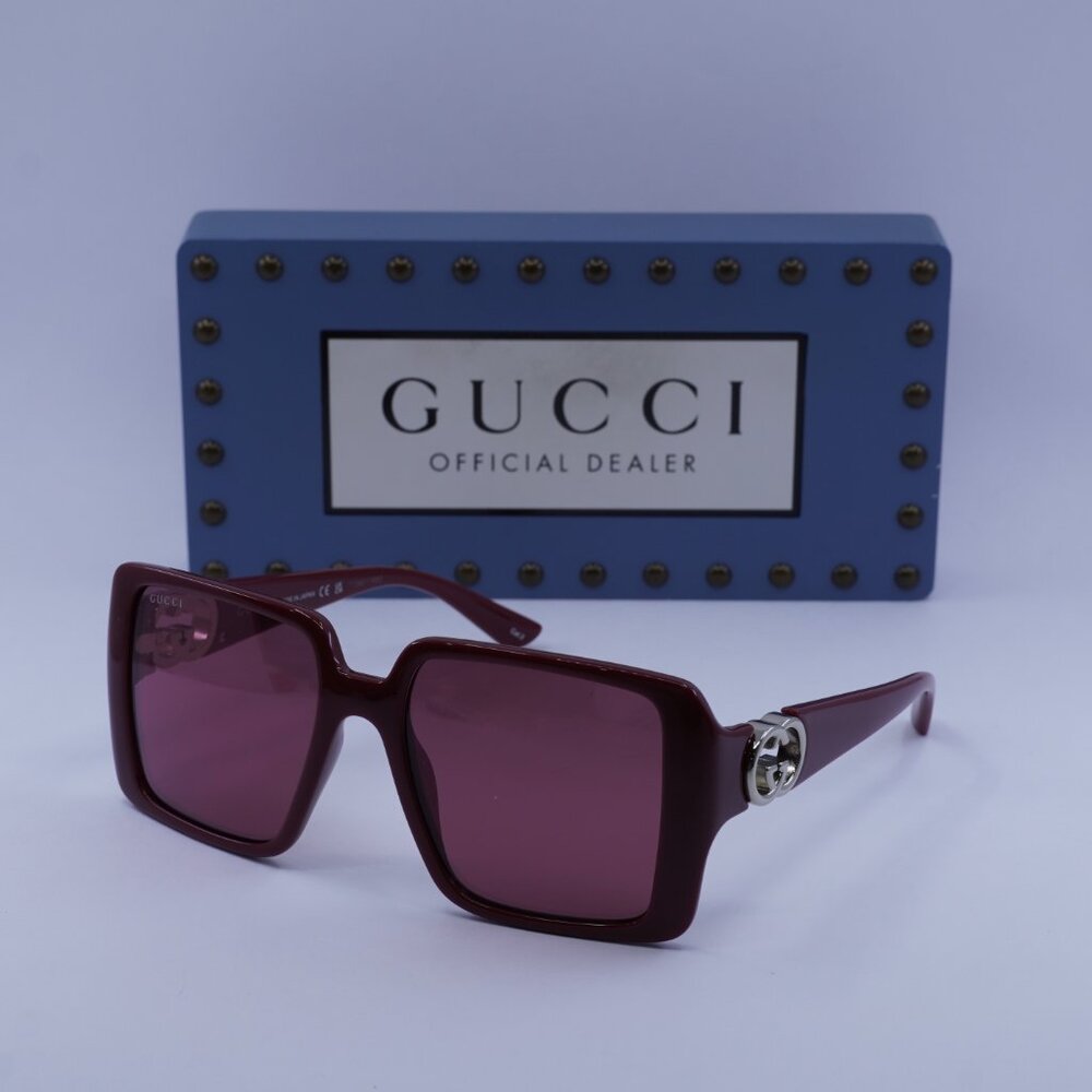 Gucci GG1692S 005 Square Sunglasses - Burgundy - Picture 5 of 11